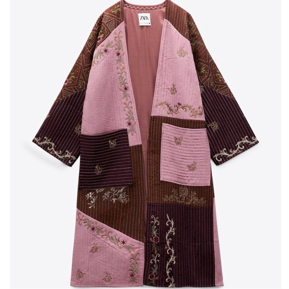 NWT Zara Limited Edition Embroidered Kimono Quilted Jacket SZ XS/S
